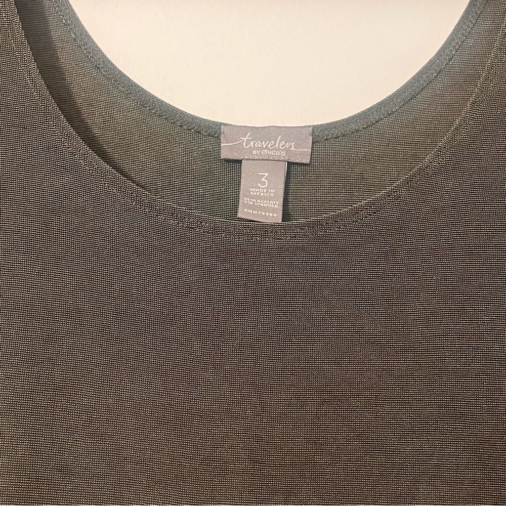 Travelers By CHICOS Knit Tank Top in Olive Green: Sz 3 (L) - Picture 3 of 4